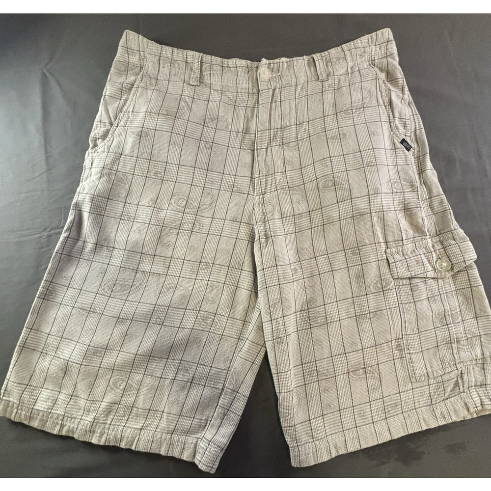 Vans Plaid Cargo Shorts Men’s 36 Beige Skate Y2K Streetwear
